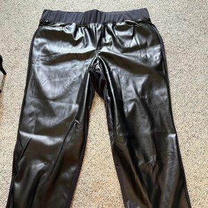 Black Faux Leather Ponte Pants